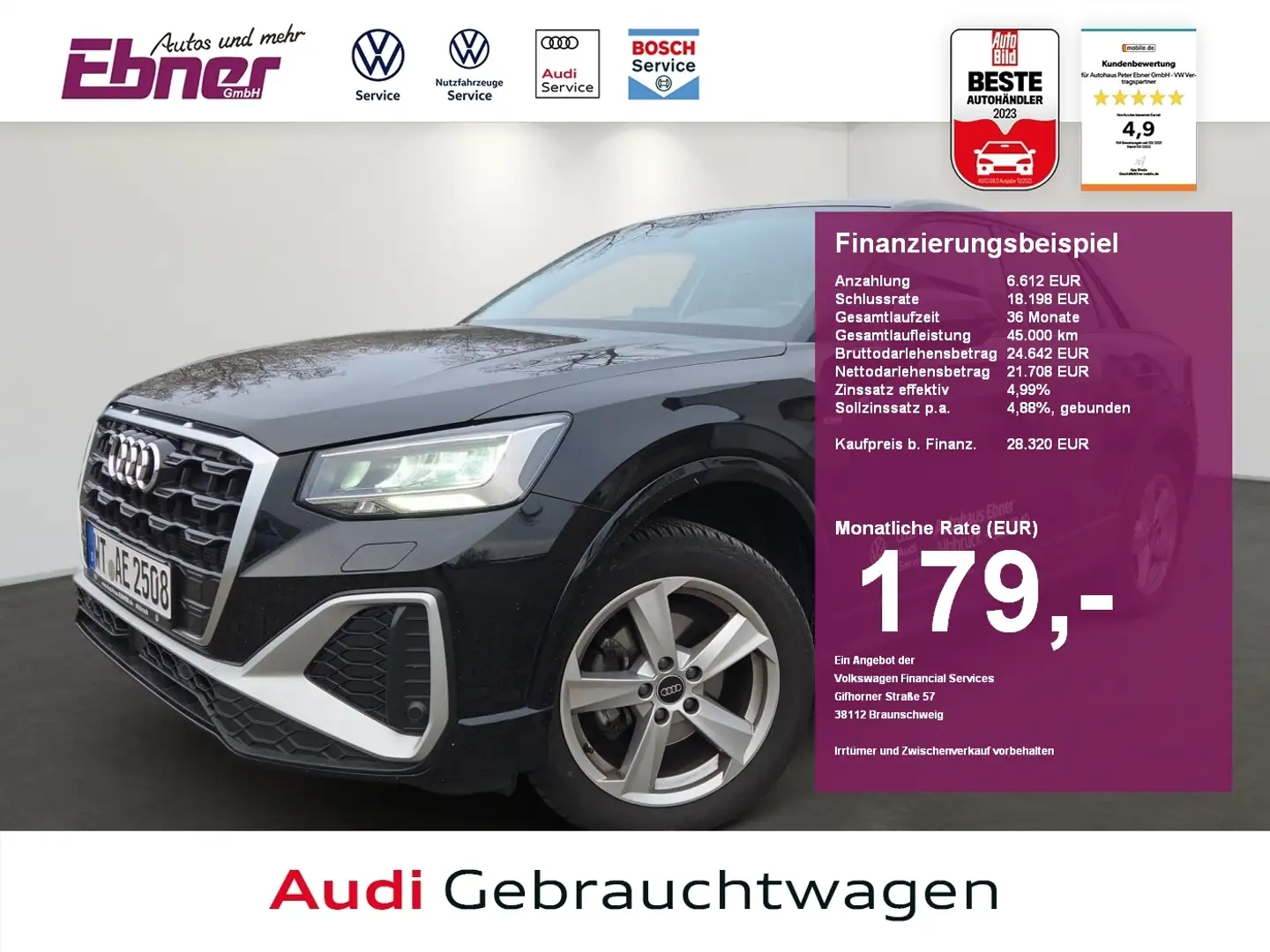 Audi Q2 S-LINE 35TFSI S-TRONIC LED+NAVI+GRA+SITZHZG+17 ALU Schwarz - 1