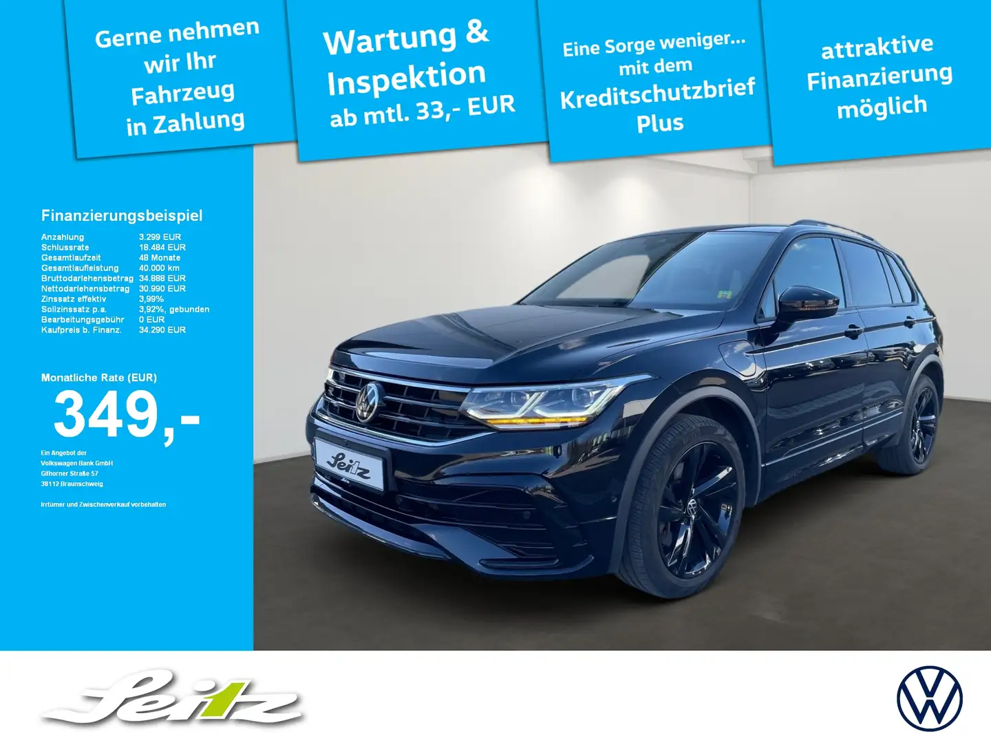 Volkswagen Tiguan 1.4 TSI eHybrid R-Line *AHK*MATRIX*KAMERA* Zwart - 1