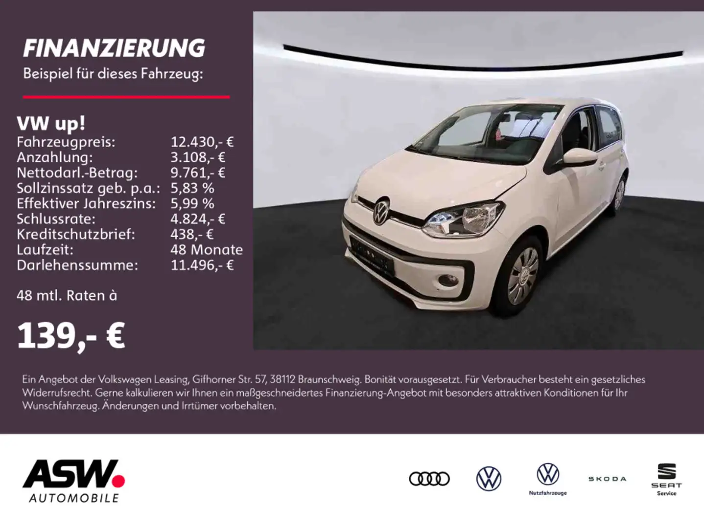 Volkswagen up! move up! 1.0 MPI Klimaautomatik RFK PDC SHZ Weiß - 1