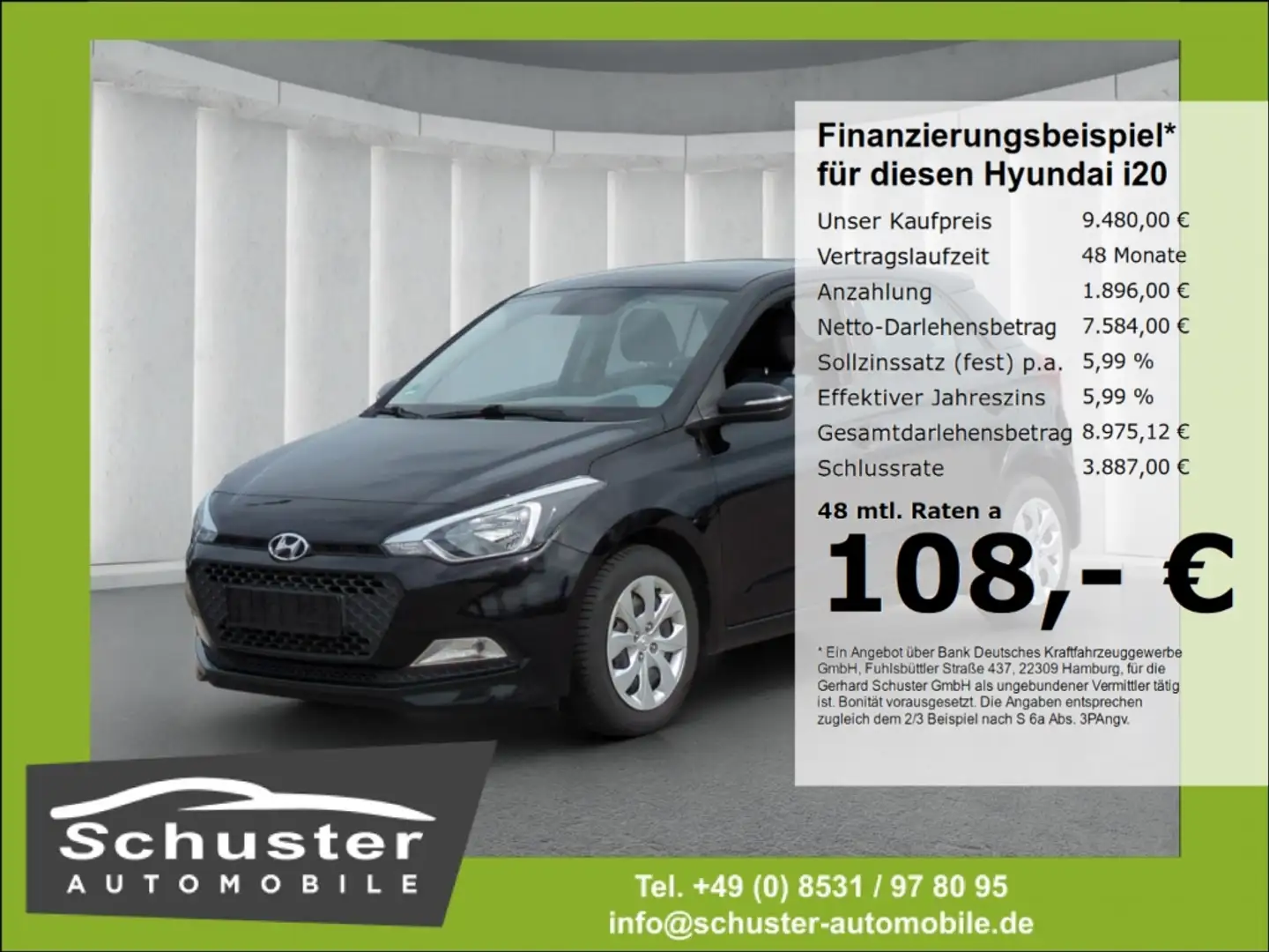 Hyundai i20 Classic 1.2*Klima Alarm Radio+USB/Aux ZVmFb Schwarz - 1