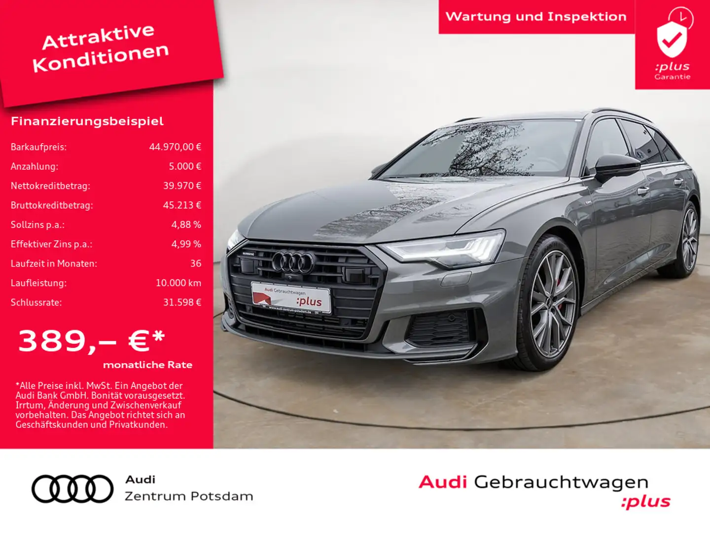 Audi A6 Avant S line 55 TFSI e quattro MATRIX AHK Grau - 1