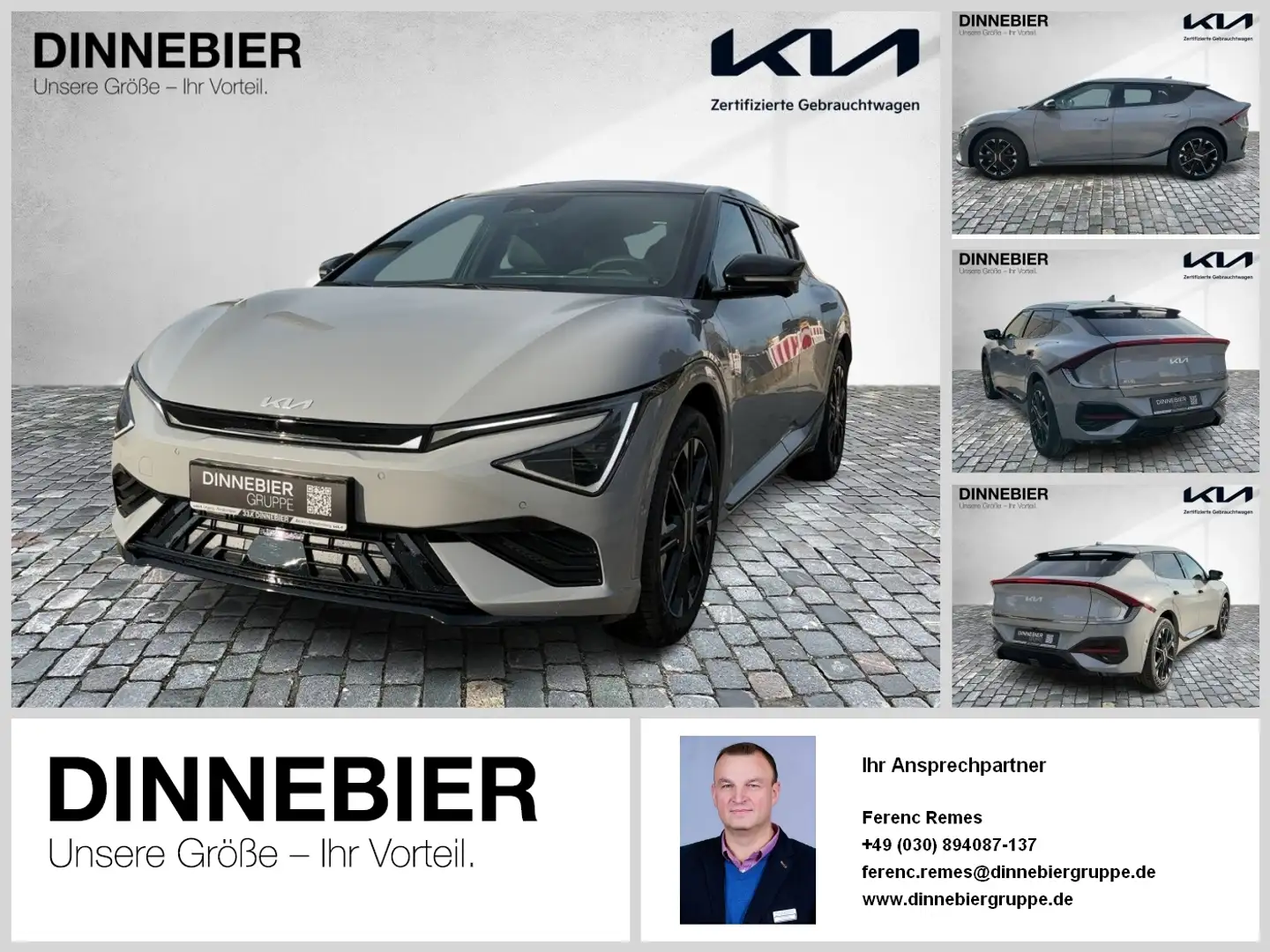 Kia EV6 GT-Line 84kWh RWD Glasdach+LED+360°Kamera Gris - 1