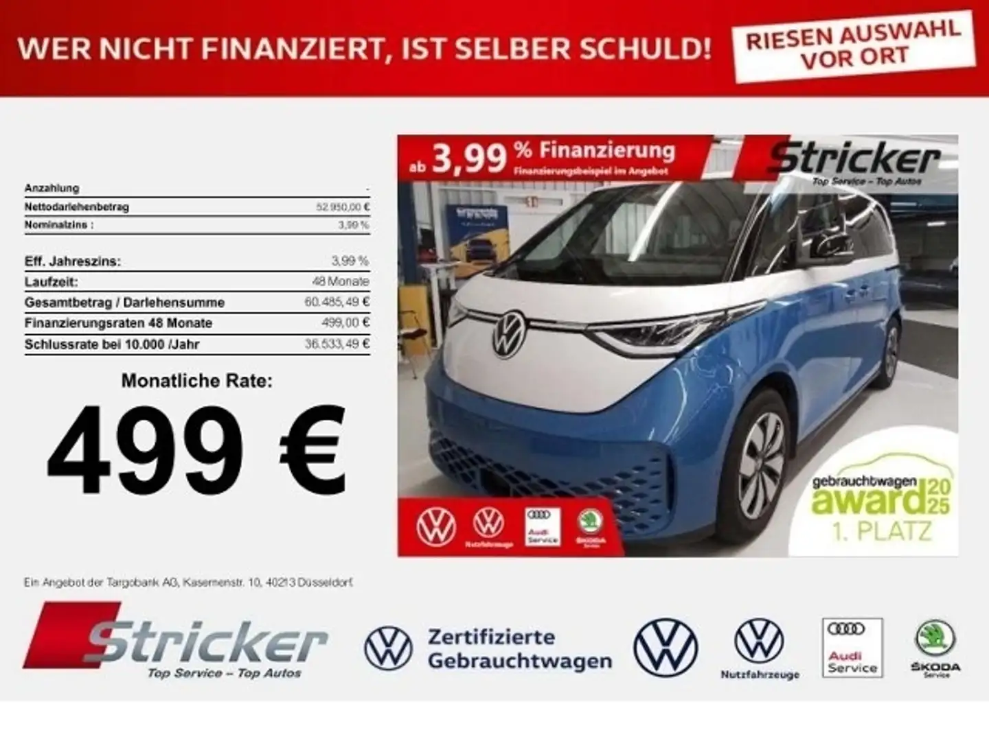 Volkswagen ID. Buzz Pro 210/77 499,-ohne Anzahlung Navi Travel Massag Weiß - 1