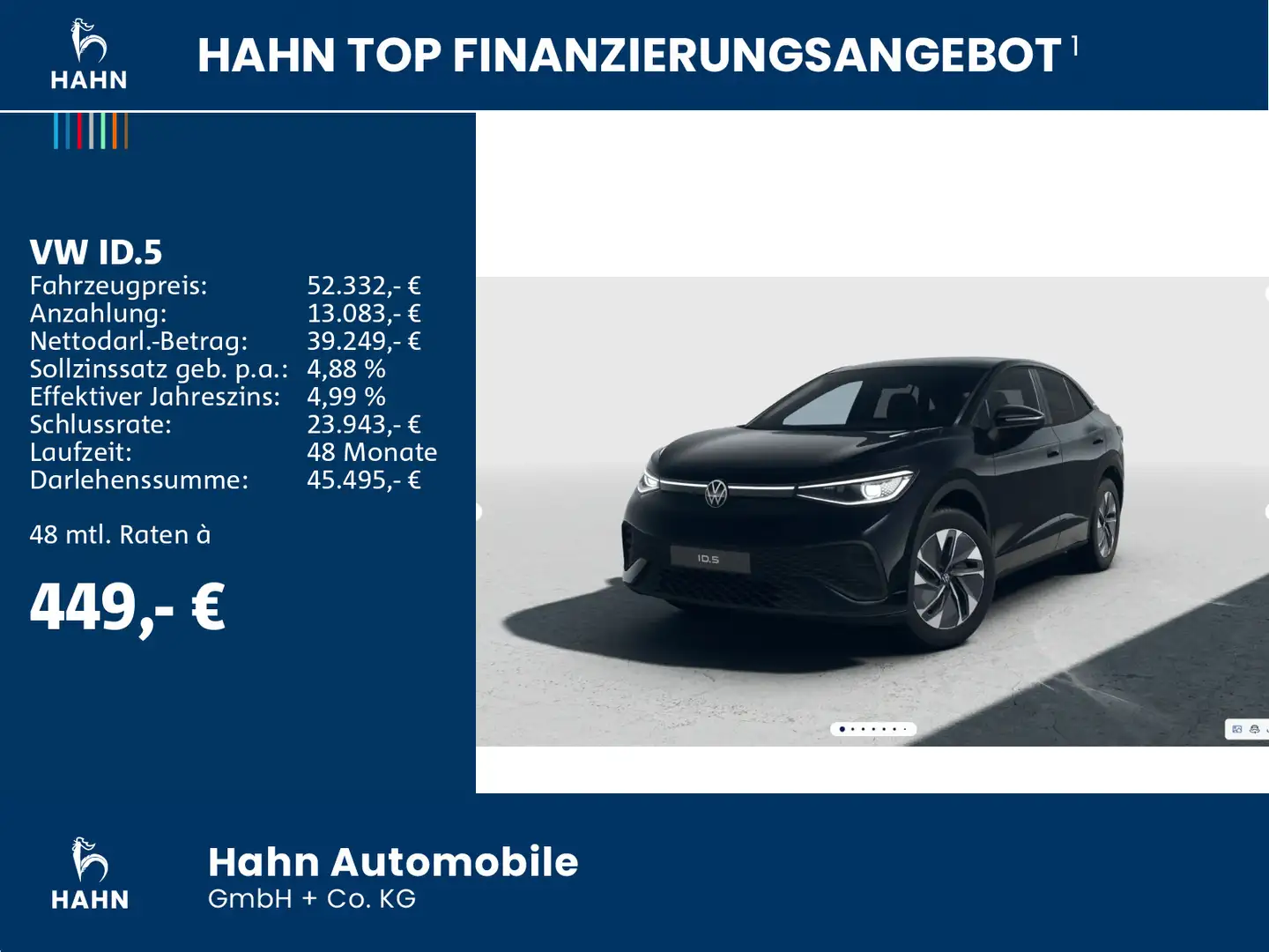 Volkswagen ID.5 Pure GOAL 170 PS 52 kWh AHK Ganzjahresreife Noir - 2
