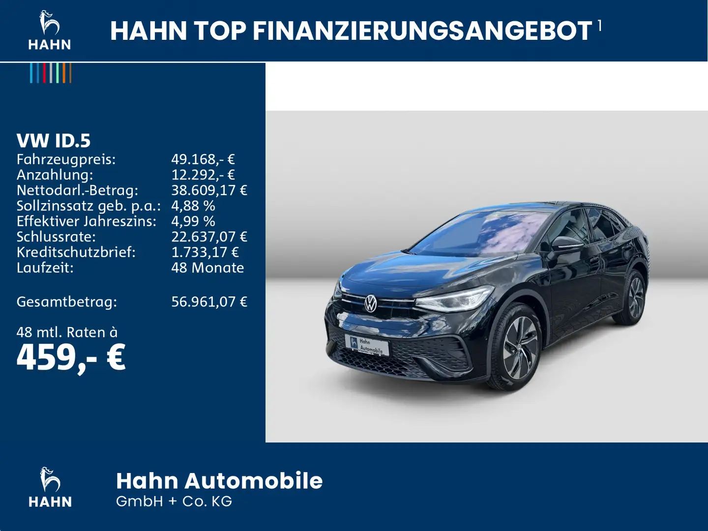 Volkswagen ID.5 Pure GOAL 170 PS 52 kWh AHK Ganzjahresreife Schwarz - 2
