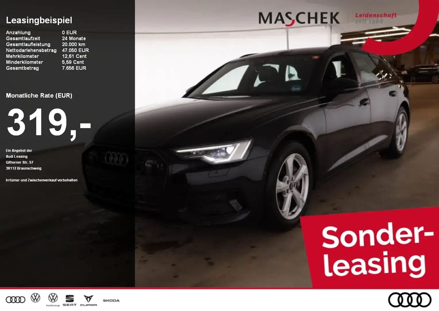 Audi A6 Avant advanced 45 TFSI AHK Black Memory Matrix R-C Schwarz - 1