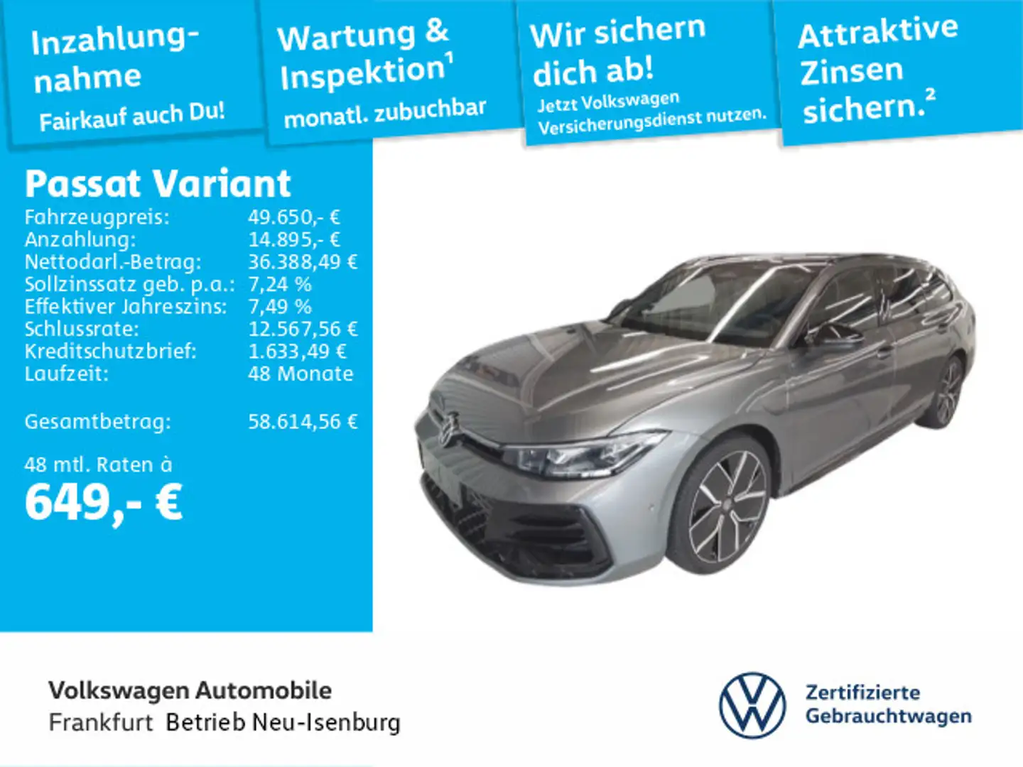 Volkswagen Passat Variant 1.5 TSI  DSG eHybrid R-Line Navi Grau - 1