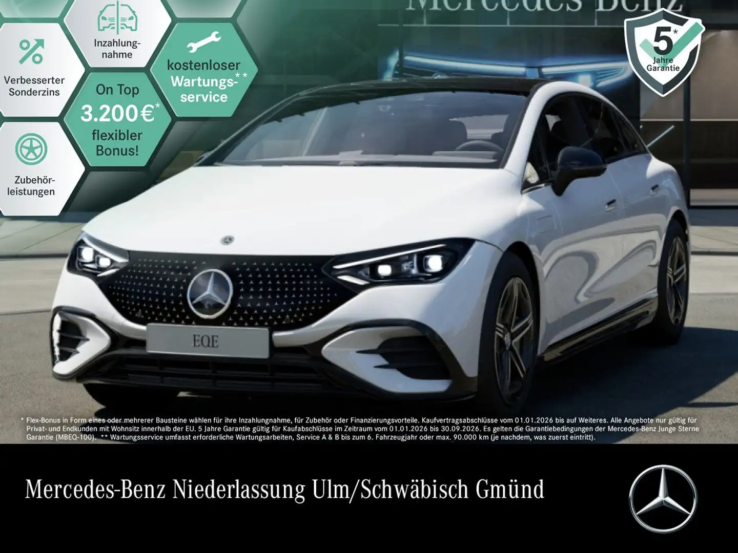 Mercedes-Benz EQE 350 4Matic AMG Fahrass 360° Pano Burmester PTS Weiß - 1