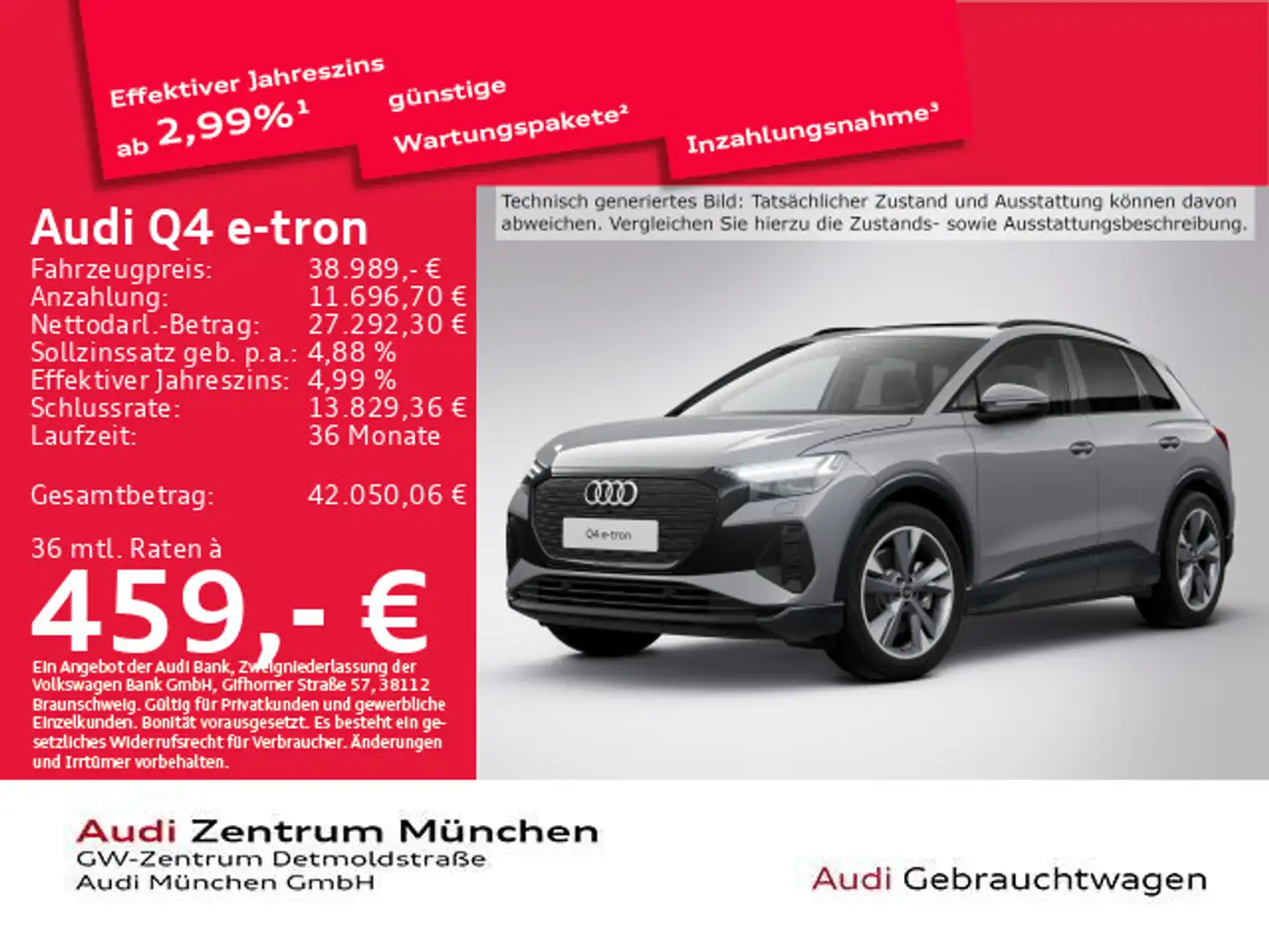 Audi Q4 e-tron 50 qu. Pano/AHK/SONOS/Matrix/Virtual Grau - 1
