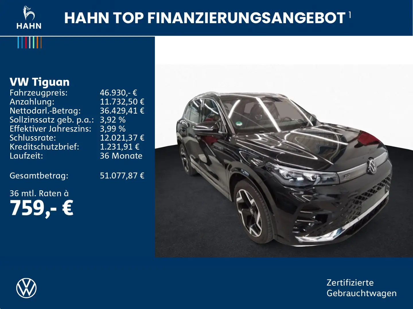 Volkswagen Tiguan 2.0TDI DSG R-Line Matrix AHK Standh 360° Schwarz - 2