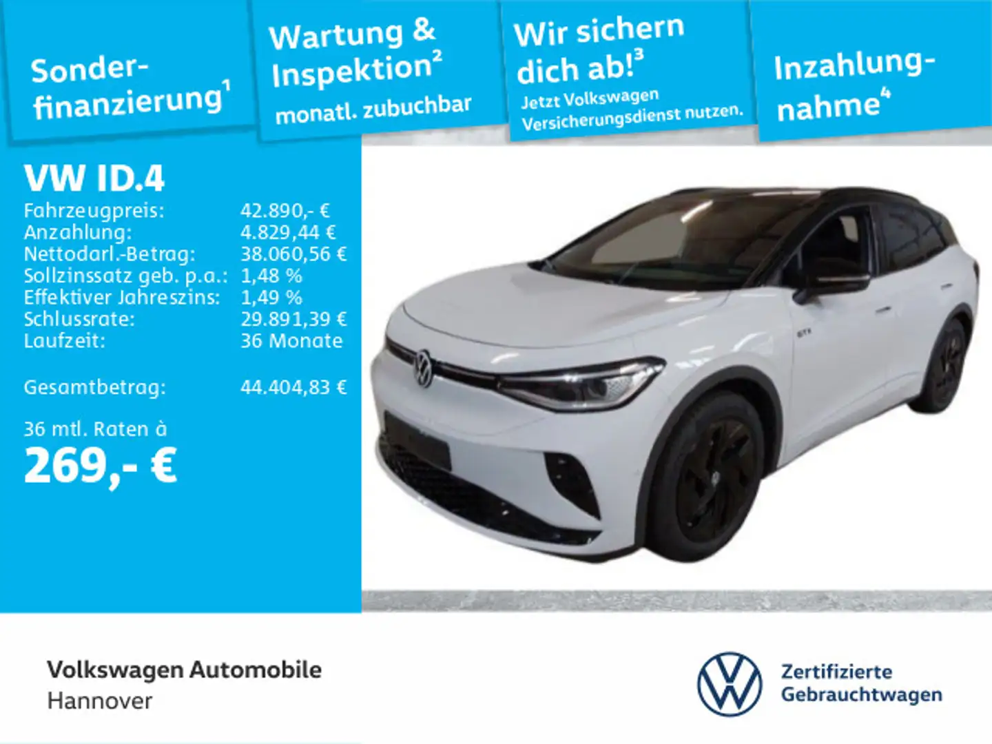 Volkswagen ID.4 GTX 4-Motion Navi LED Pano Kamera PDC SHZ W Weiß - 1
