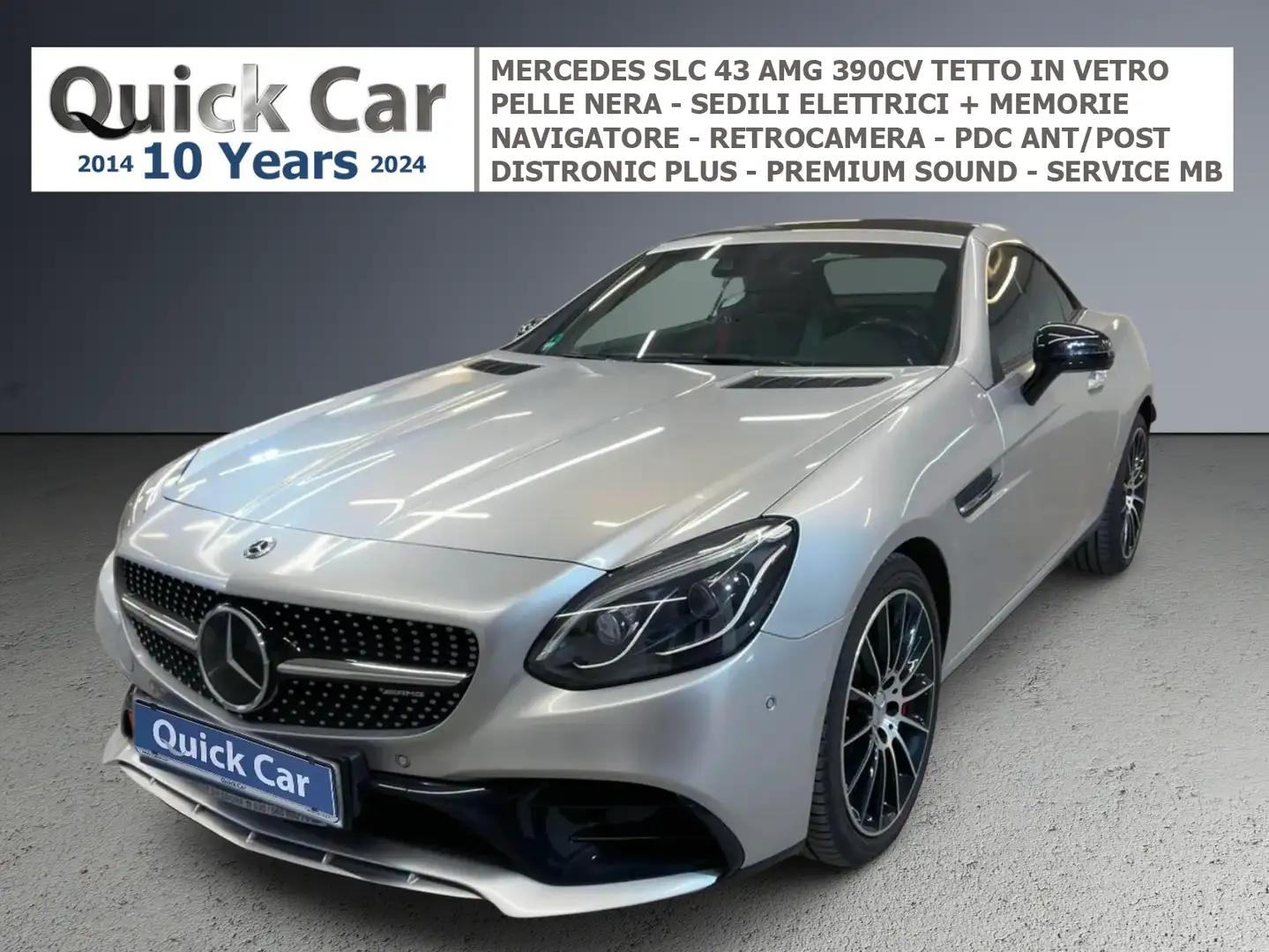 Mercedes-Benz SLC 43 AMG 390CV TETTO IN VETRO,PELLE TOTALE NERA,SEDILI ELETT. + MEMORIE,SEDILI RISCALDATI,AIRSCARF,NAVI,CAMERA,SERVICE MERCEDES ! Grau - 1