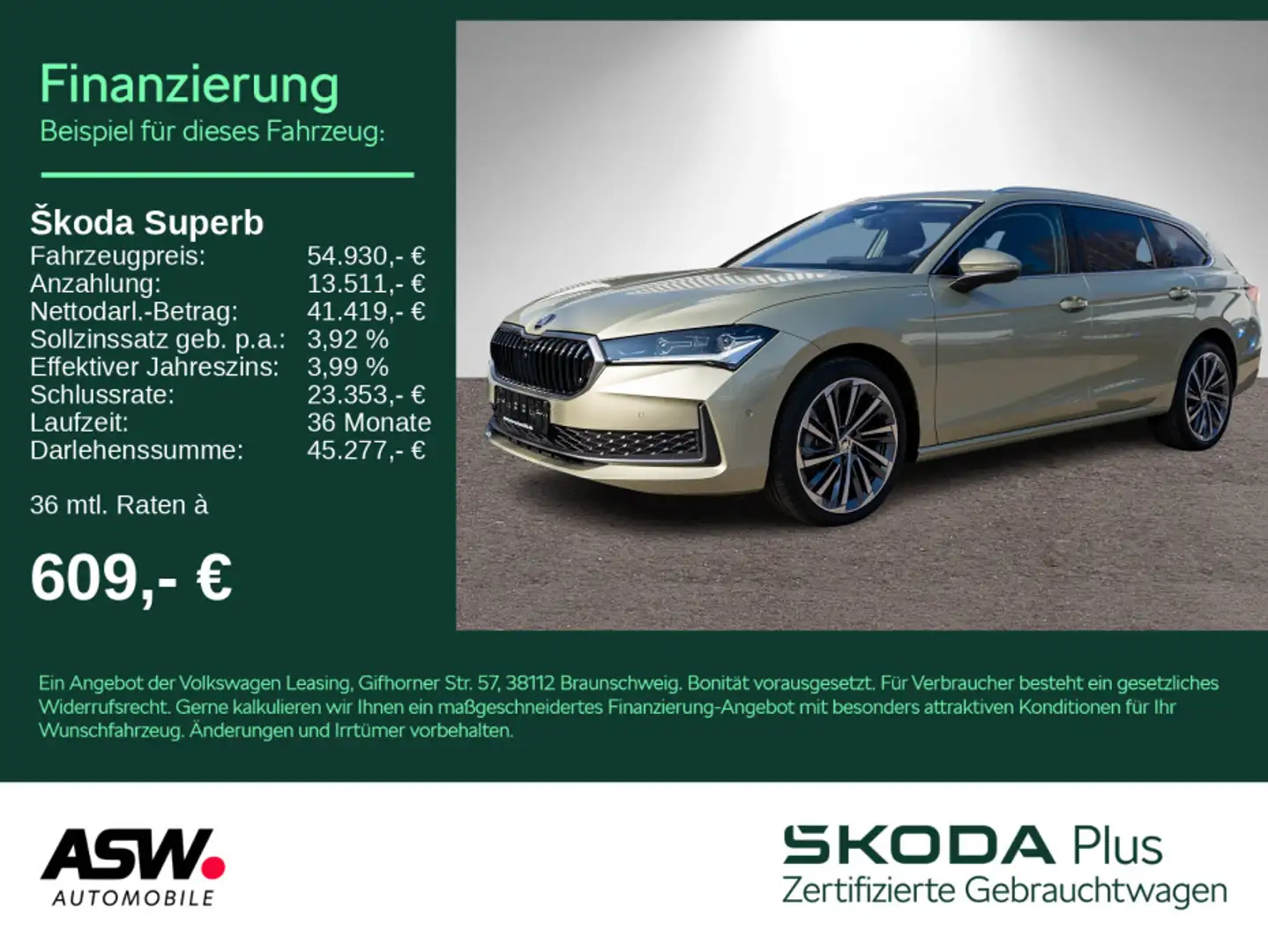 Skoda Superb Combi L&K 2.0TDI DSG LED NAVI PANO VC AHK Gelb - 1