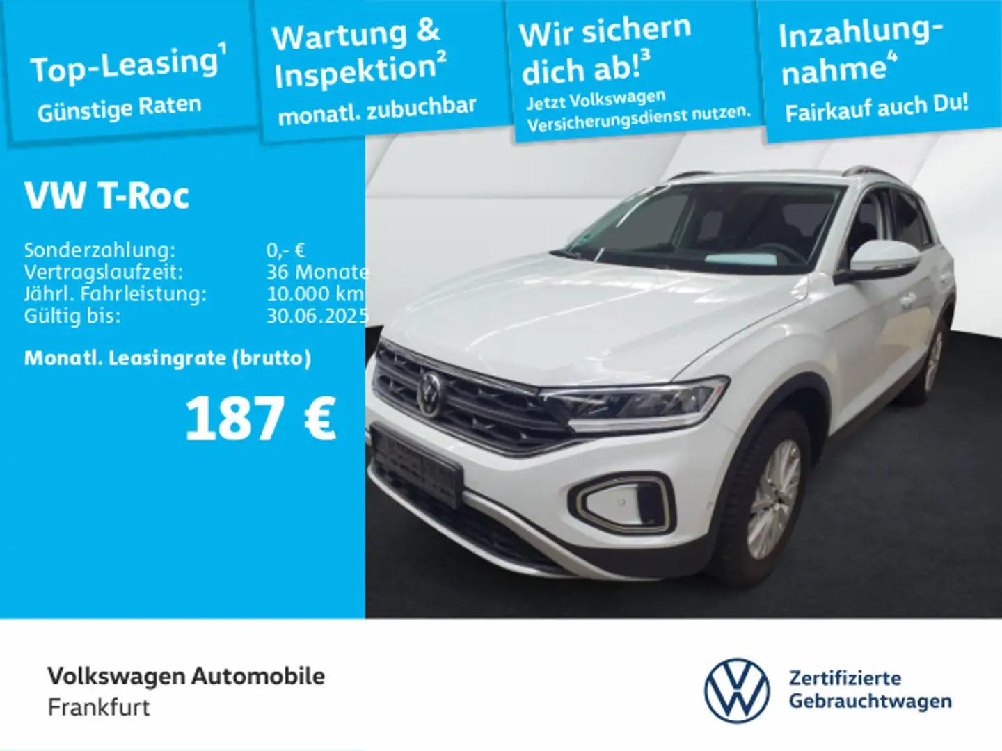 Volkswagen T-Roc 1.0 TSI Life Navi LED DAB+ FrontAssist Weiß - 1
