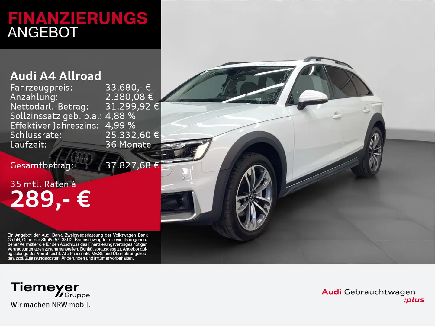 Audi A4 allroad 40 TDI Q LEDER AHK PANO LED Weiß - 1