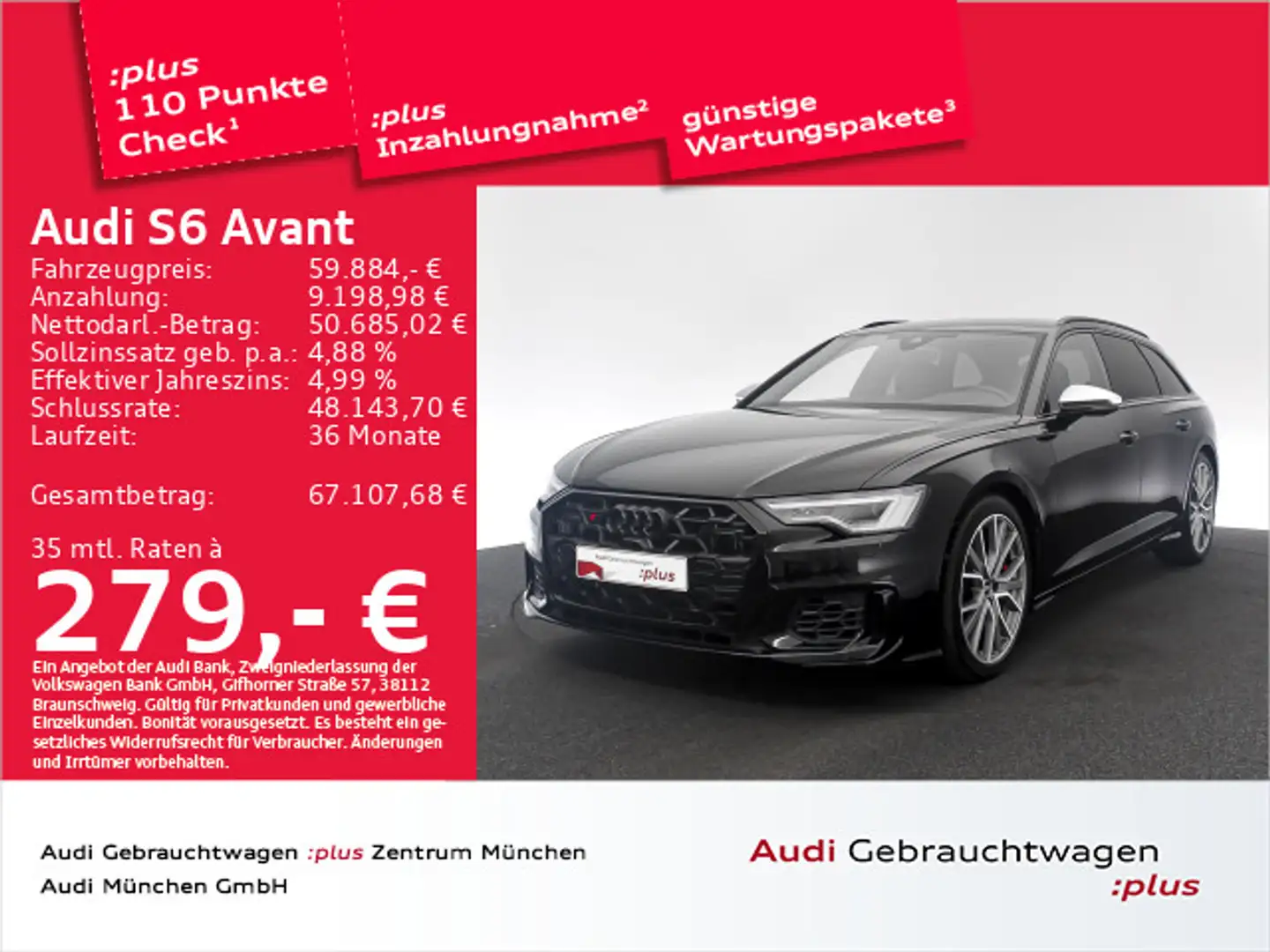 Audi S6 TDI tiptr.ACC/B&O/Kamera Schwarz - 1