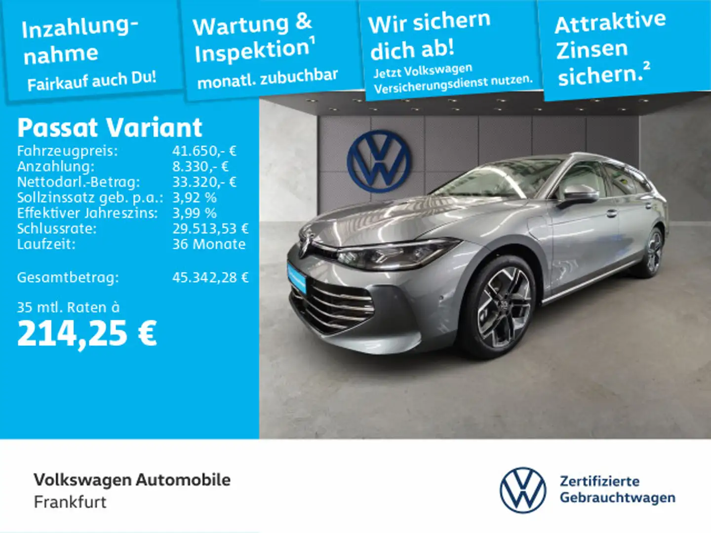 Volkswagen Passat Variant 1.5 TSI DSG eHybrid Navi IQ.Light Grau - 1