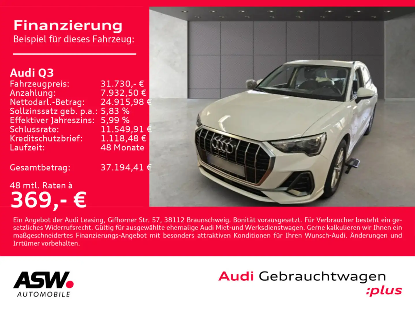 Audi Q3 S line 35TDI Stronic NAVI LED AHK GRA SHZ VC Weiß - 1