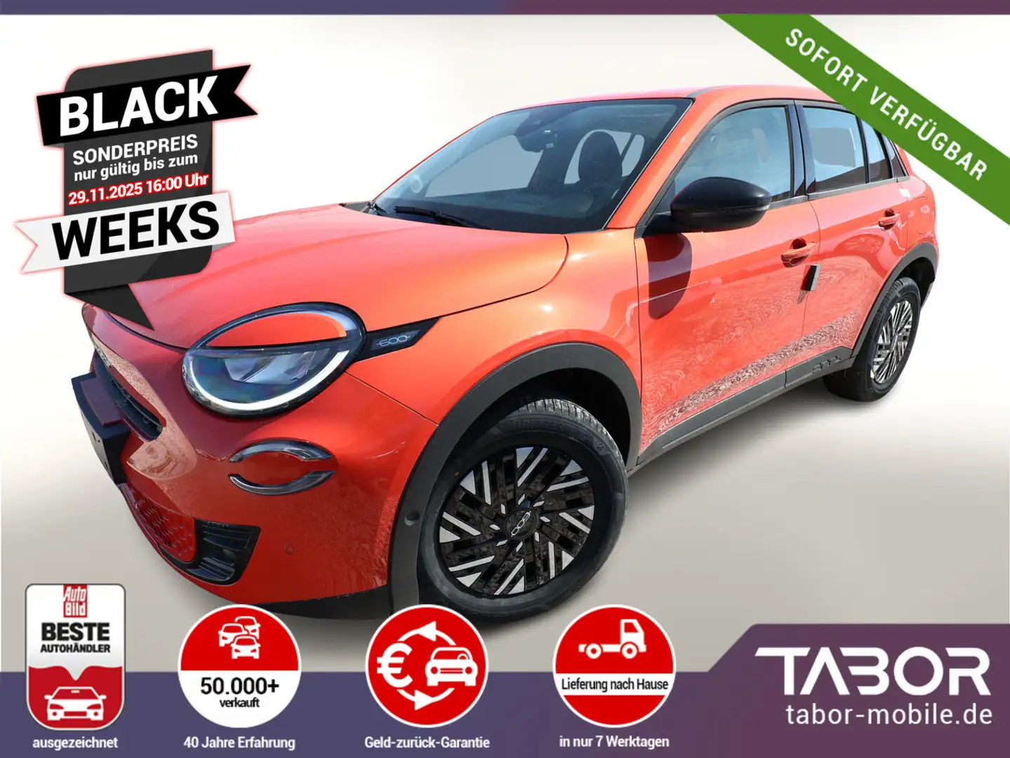 Fiat 600 MHEV 110 DCT PDC360° Keyl SHZ Kam Tow CarP Orange - 1