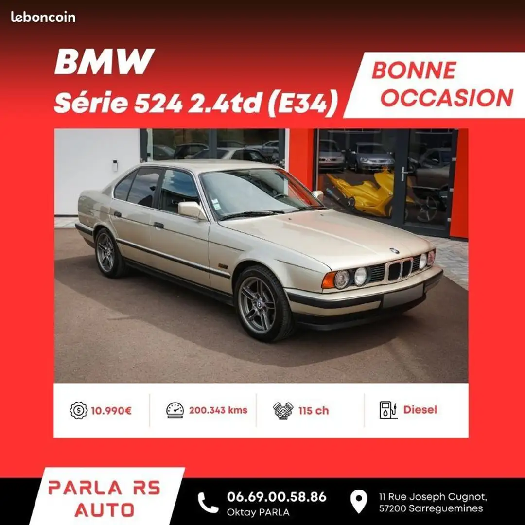 BMW 530 524td (E34) 2.4td 115ch Swape 530d M57 Or - 1