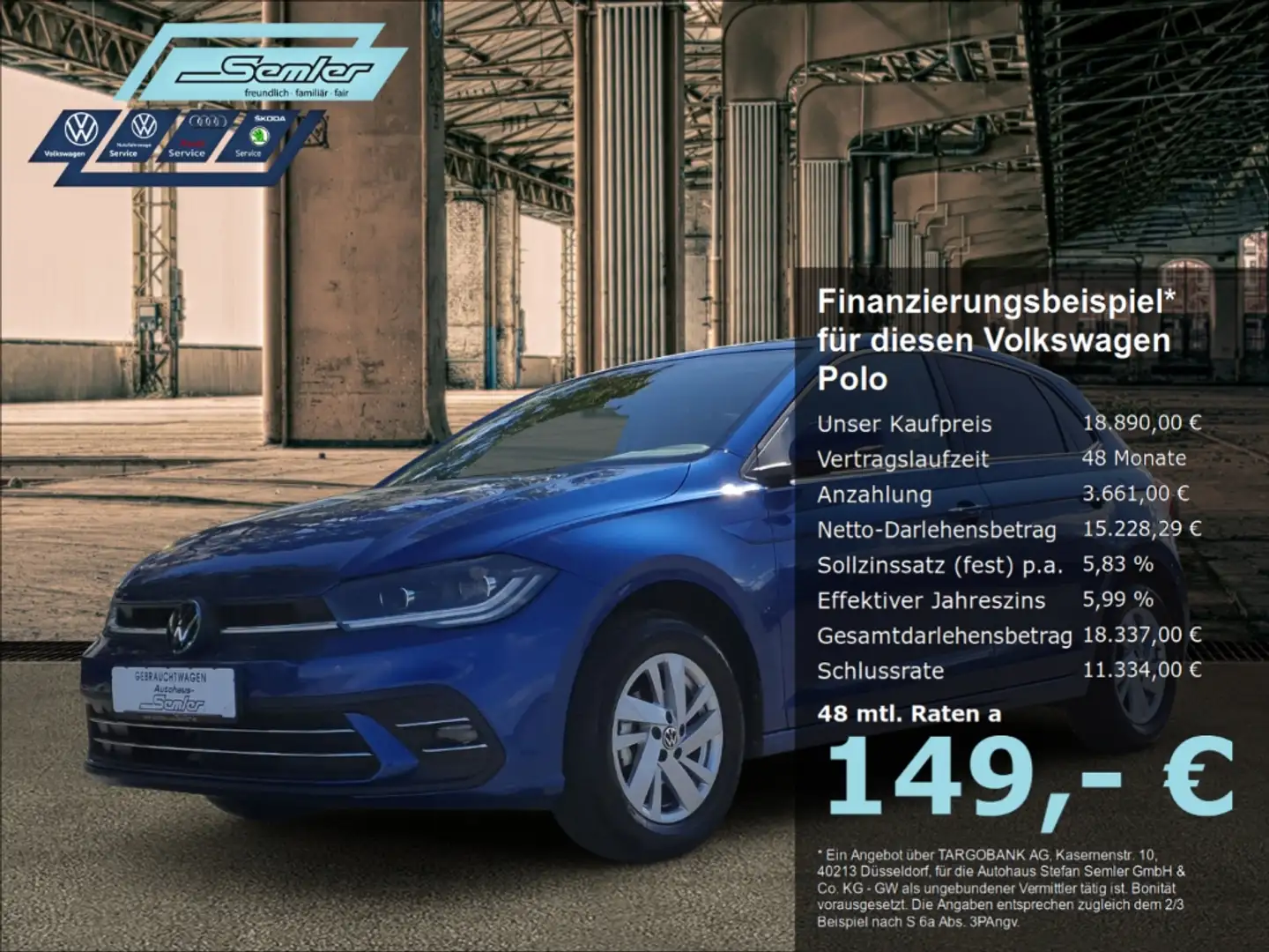 Volkswagen Polo VI Style 1.0 TSI MATRIX ACC V-COCK APP SHZ Blau - 1