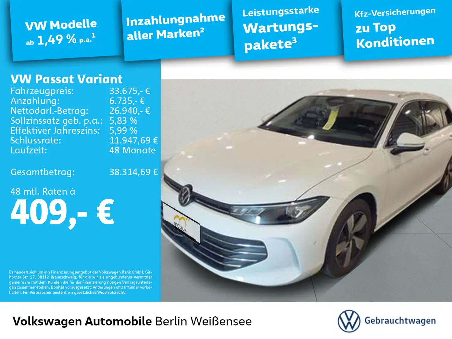 Volkswagen Passat Variant 2.0 TDI DSG* BUSINESS*AHK*RFK*ACC Weiß - 1