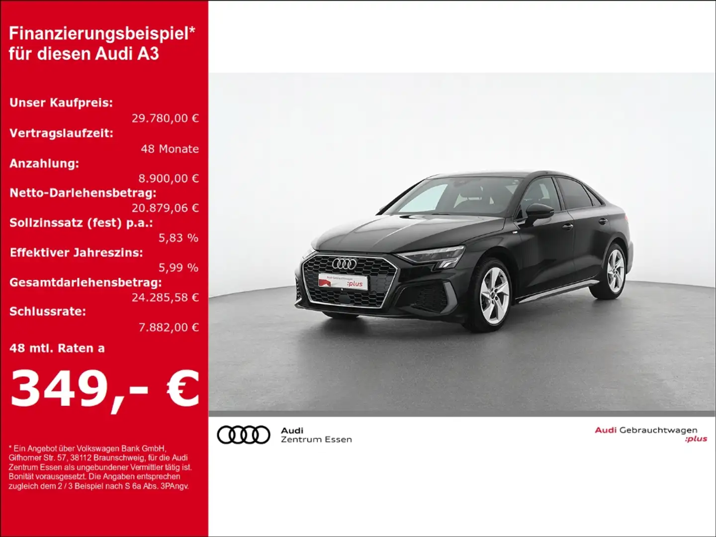 Audi A3 Limousine S line 35 TDI LED RÜFA NAV PLUS SHZ   PD Schwarz - 1