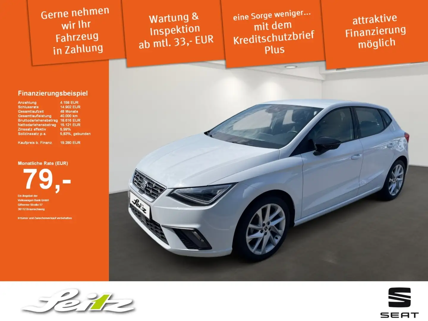 SEAT Ibiza 1.0 TSI FR *NAVI*DAB*VIRT.-COCKPIT* Weiß - 1