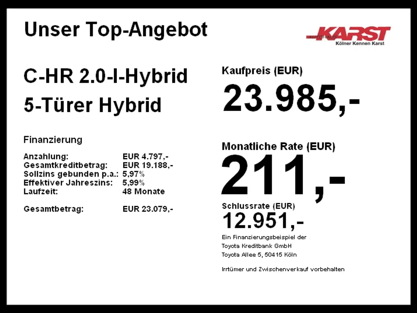 Toyota C-HR 2.0-l-Hybrid 5-Türer PDC v+h Kamera SHZ Grau - 2