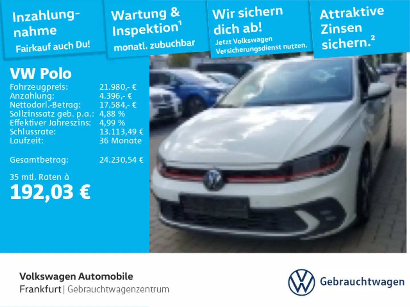 Volkswagen Polo 2.0 TSI DSG GTI FrontAssist IQ.Light DAB+ Weiß - 1