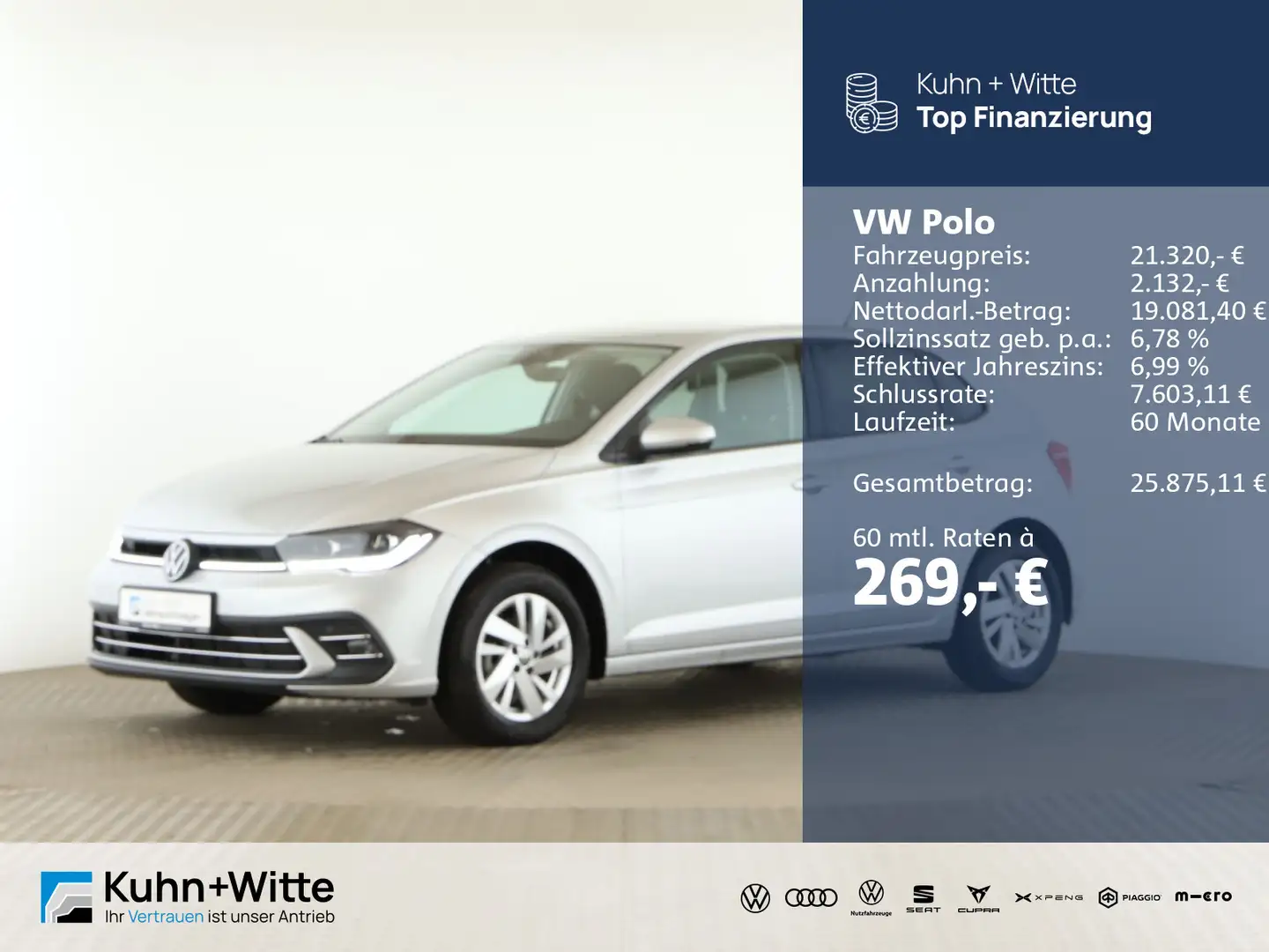 Volkswagen Polo 1.0 TSI Style *Matrix*RFK*SHZ*AppleCar* Silber - 1