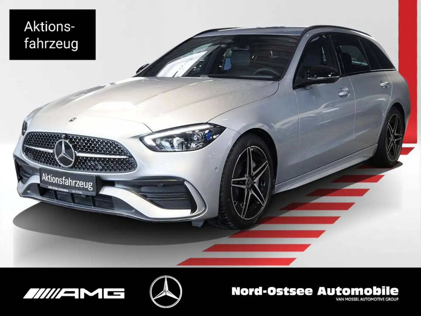 Mercedes-Benz C 200 T AMG NIGHT PANO AHK DIGITAL-LIGHT 360° Argent - 1