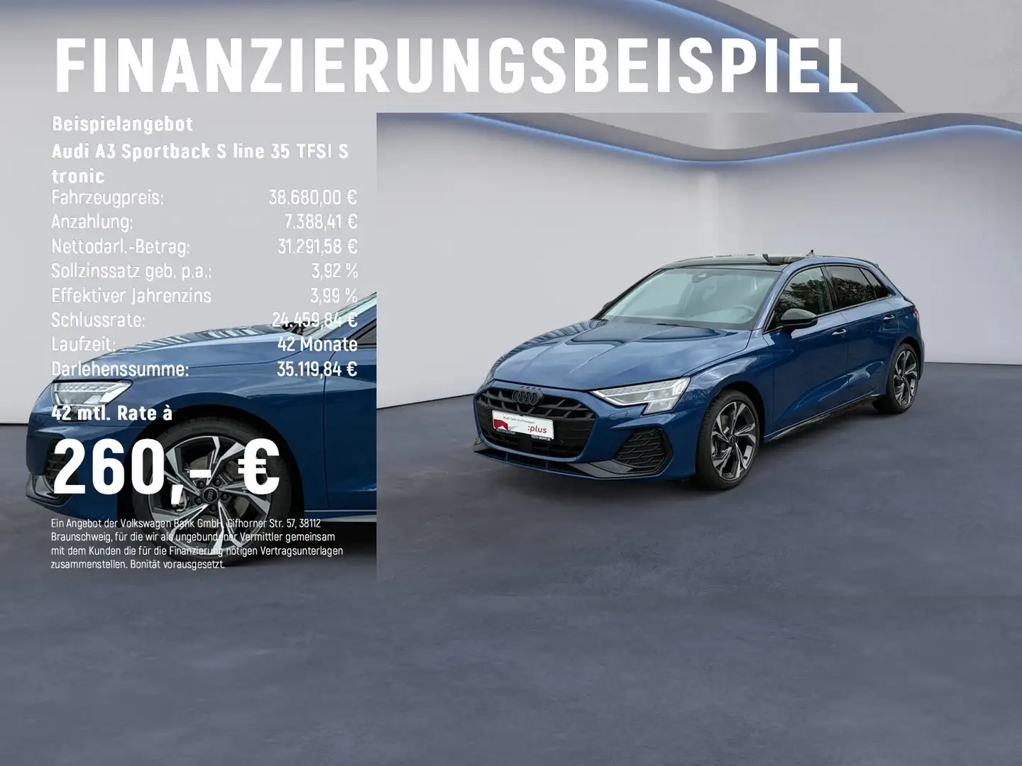 Audi A3 Sportback S line 35 TFSI S tronic PANO+LED+Rear... Bleu - 2