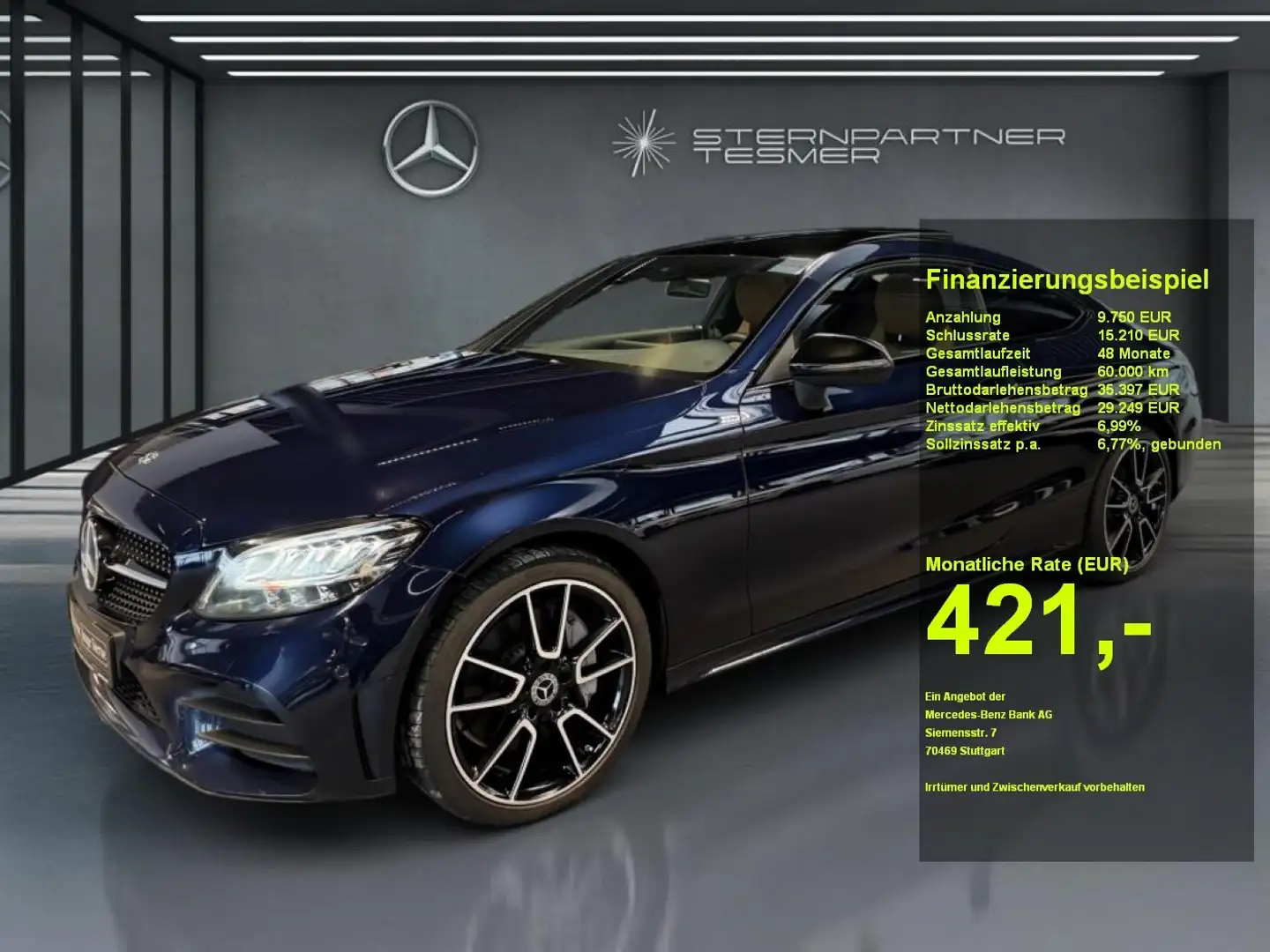 Mercedes-Benz C 400 4M AMG,Night,LED,BURM,DISTR,KAM,PANO Blau - 1