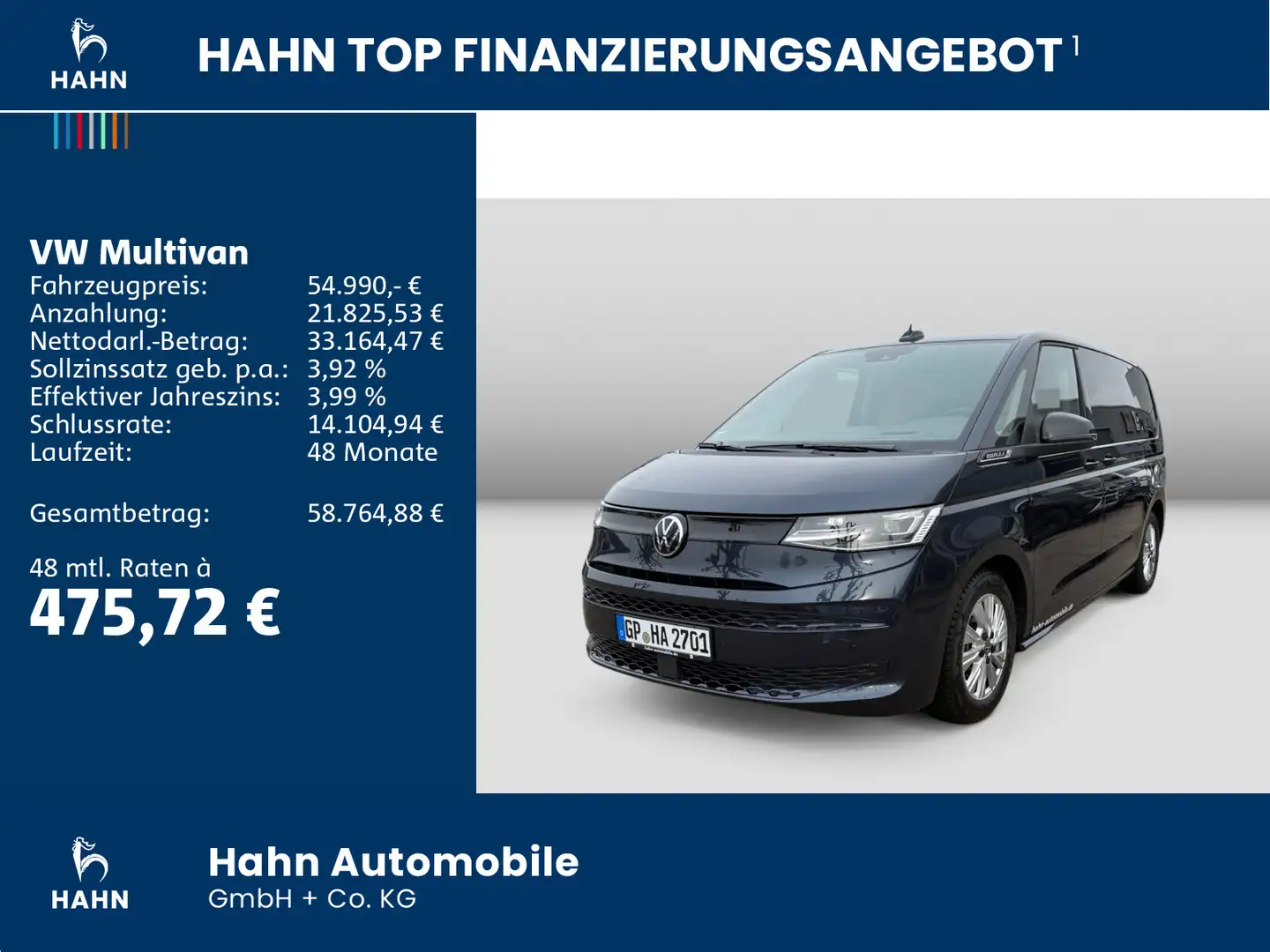 Volkswagen T7 Multivan T7 Multivan 2,0TDI 110kW DSG DCC NAVI AHK Blau - 2