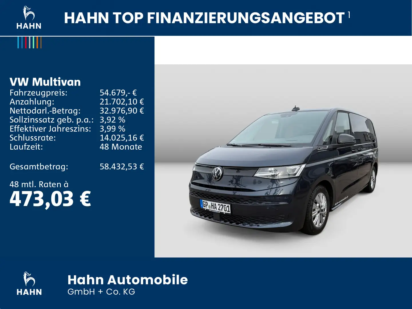 Volkswagen T7 Multivan T7 Multivan 2,0TDI 110kW DSG DCC NAVI AHK Blau - 2