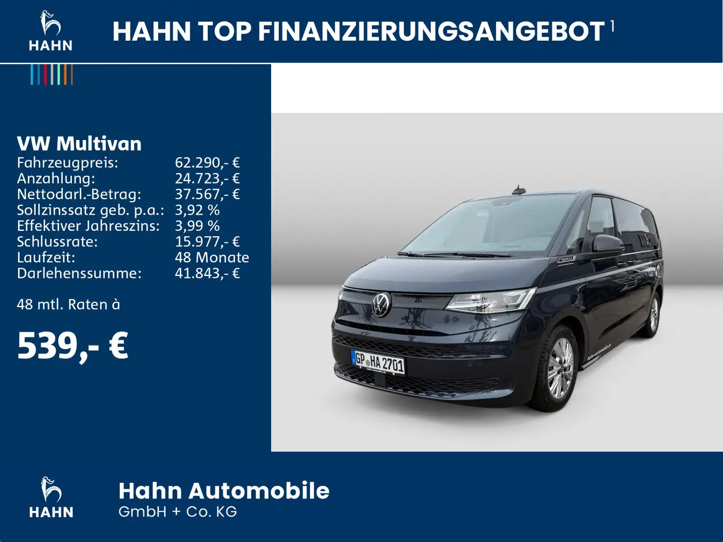 Volkswagen T7 Multivan T7 Multivan 2,0TDI 110kW DSG DCC NAVI AHK Blau - 2