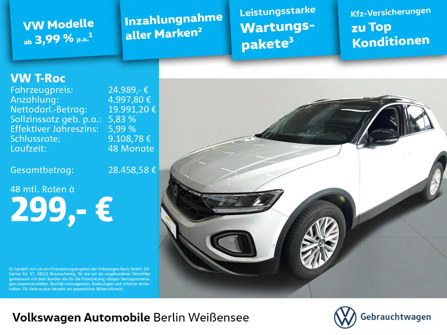 Volkswagen T-Roc 1.5 TSI DSG*LIFE*MFL*LED*APP*VC* Weiß - 1