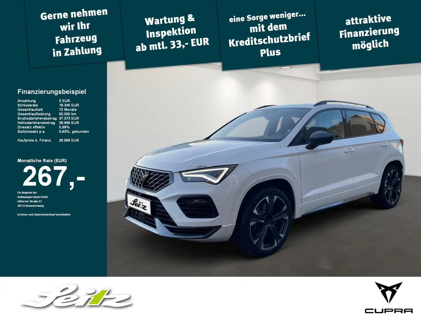 CUPRA Ateca 2.0 TSI 4Drive VZ *AHK*KAMERA*NAVI*LED* Blanc - 1