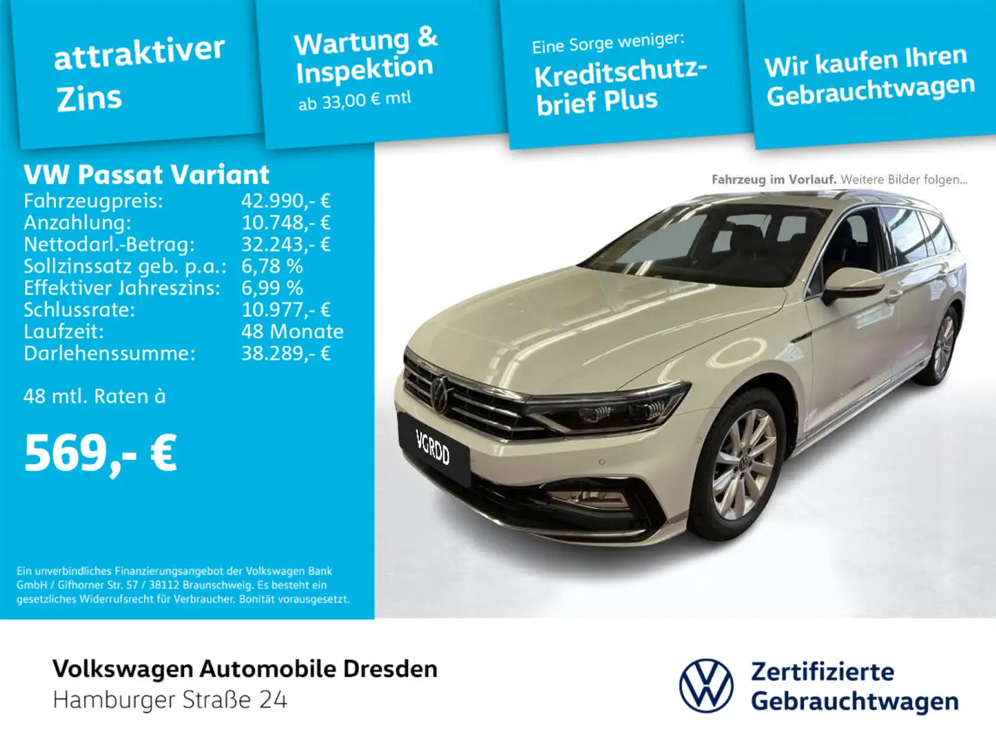 Volkswagen Passat Variant R-Line 2.0 TDI DSG AHK DCC LEDER Weiß - 1