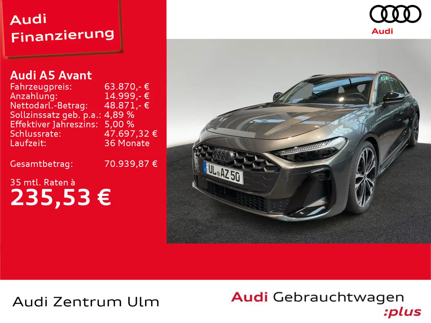 Audi A5 TDI quattro S-Line AHK B&O HuD 360°KAM Grau - 1
