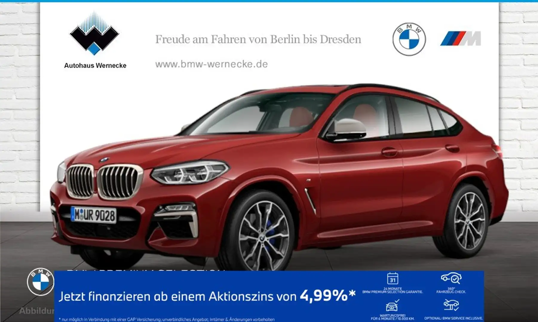 BMW X4 M 40i Head-Up HK HiFi LED WLAN Pano.Dach AHK Червоний - 1