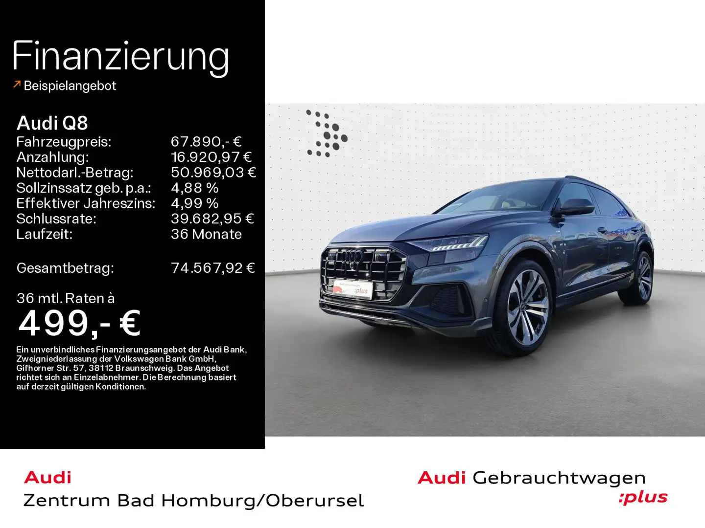Audi Q8 50 TDI quattro S line*Navi*Matrix*B&O*HUD*PDC Grau - 1
