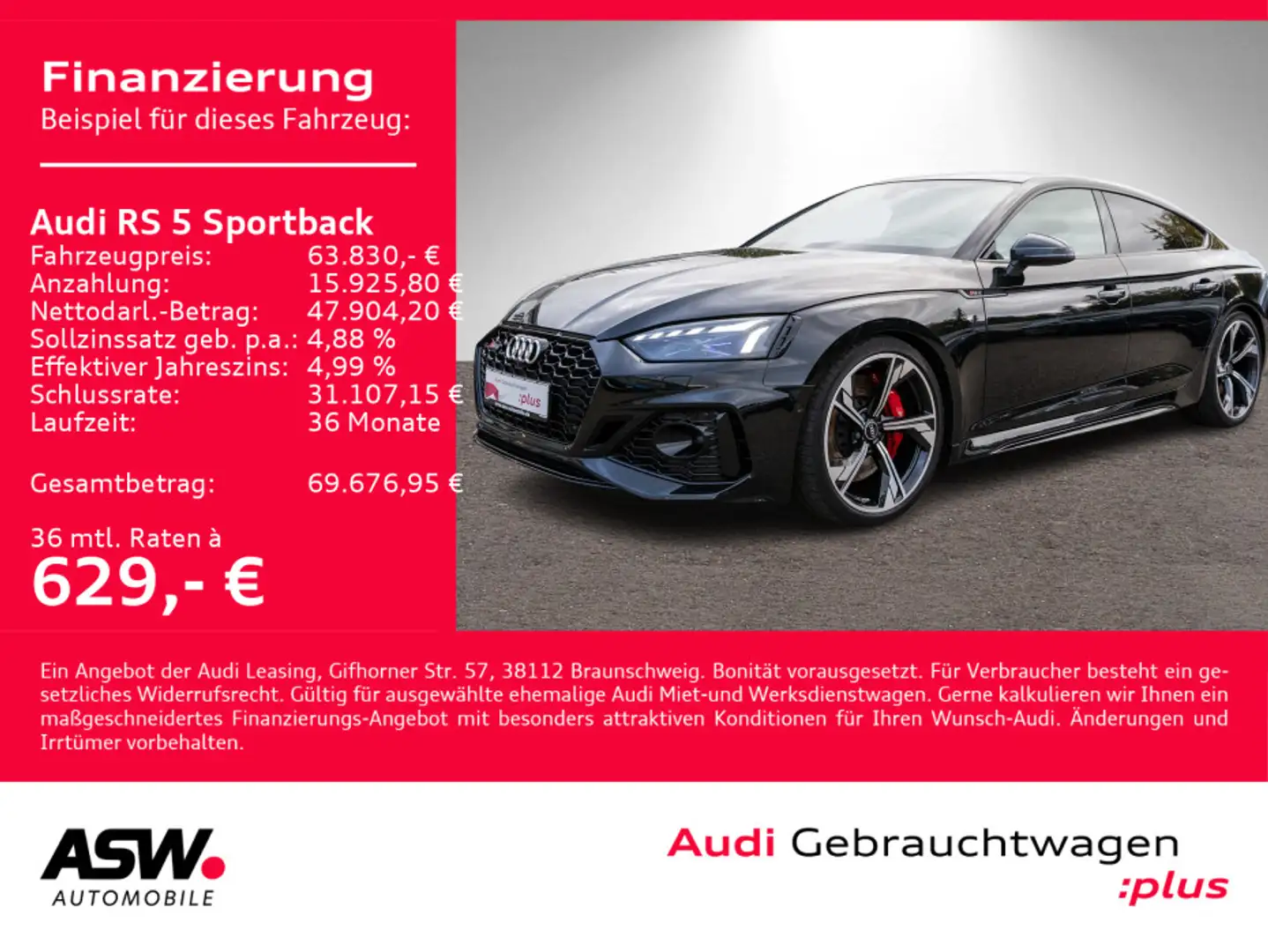 Audi RS5 RS5 Sportback 3.0 NAVI MATRIX RS-AGA 280 km/h Noir - 1