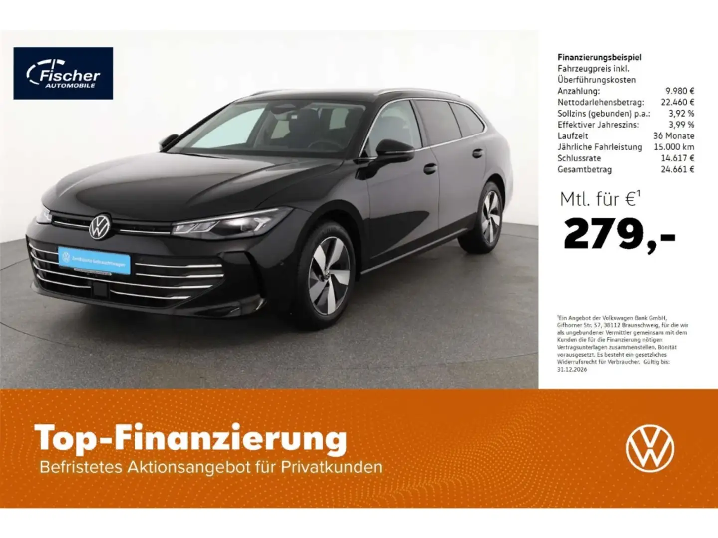Volkswagen Passat 1.5 eTSI Business DSG AHK/NAV/LED/RFK/SH Schwarz - 1