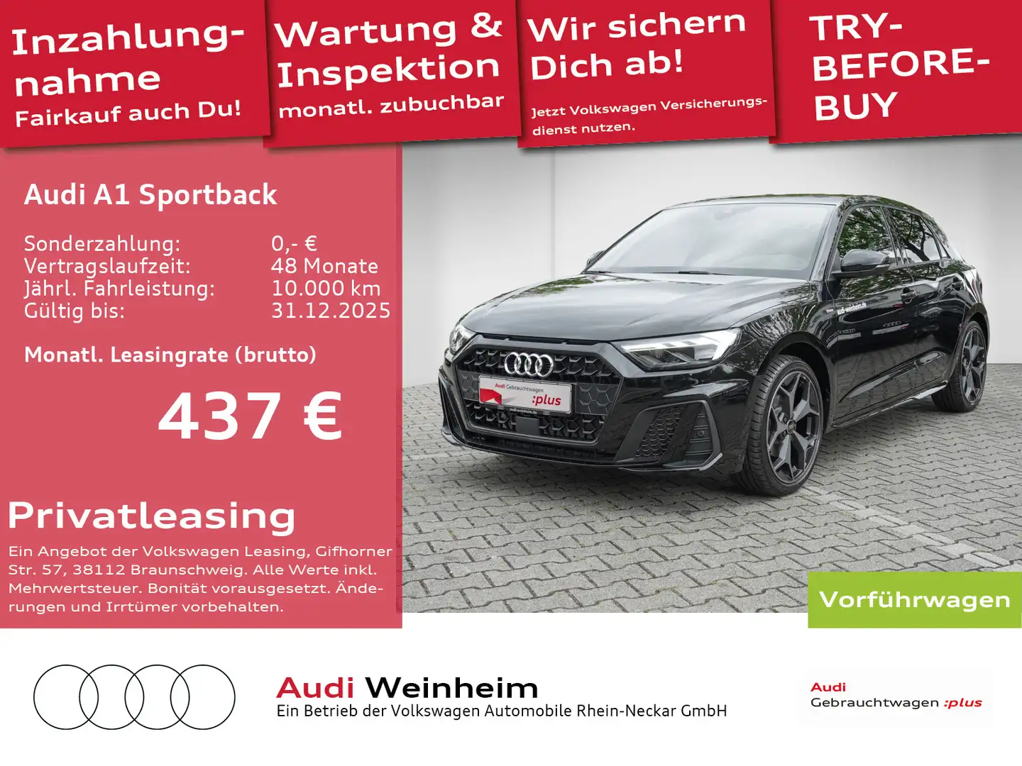 Audi A1 35 1.5 TFSI S line LED Navi uvm Schwarz - 1