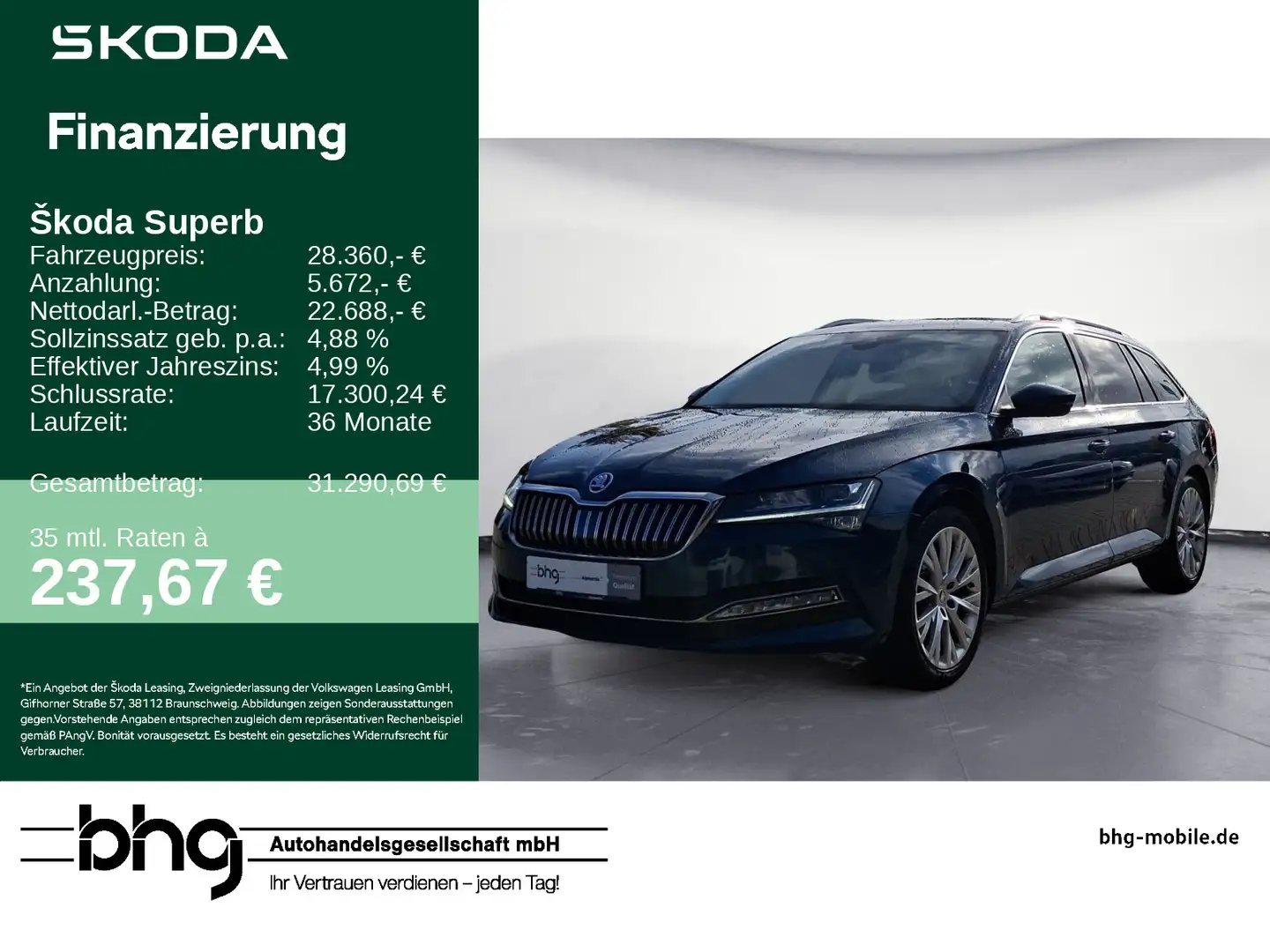 Skoda Superb Combi 2.0 TDI DSG Premium Edition Blau - 1