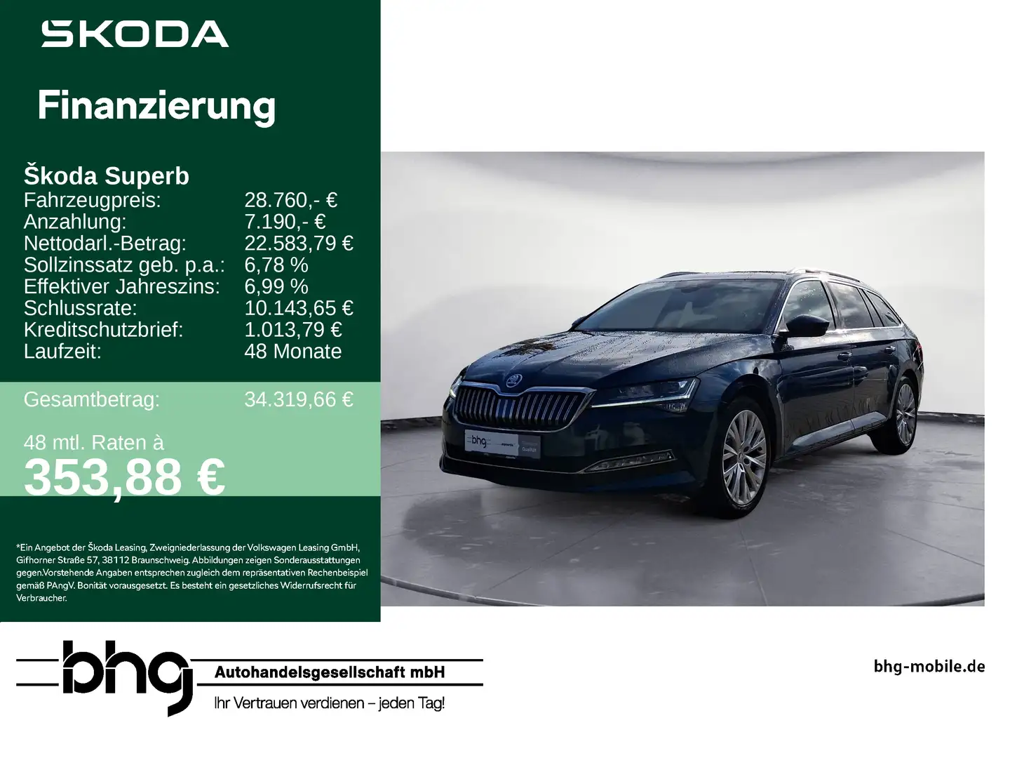 Skoda Superb Combi 2.0 TDI DSG Premium Edition Blau - 1