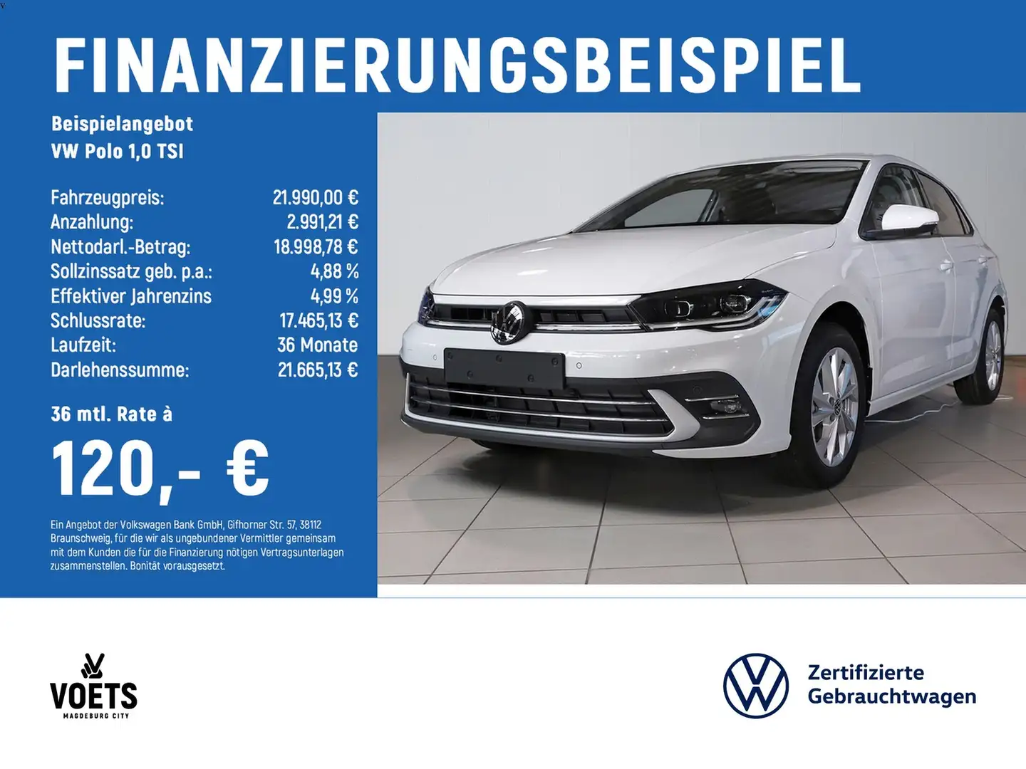 Volkswagen Polo 1,0 TSI Style UPE: 30.439,- Blanc - 2