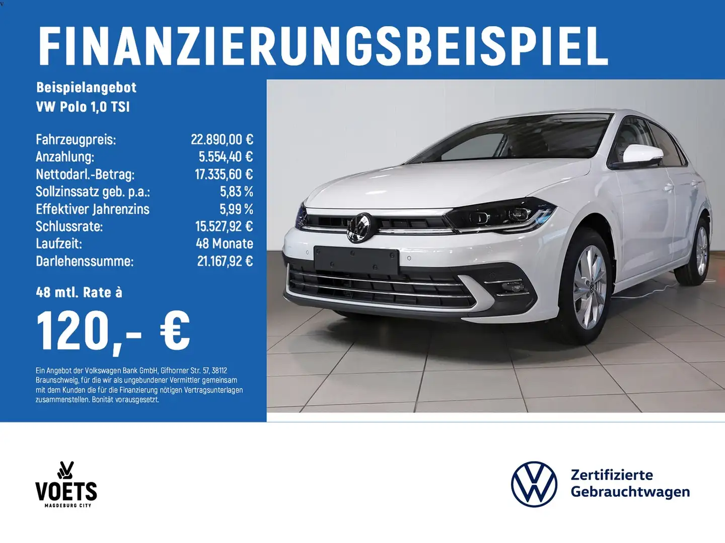 Volkswagen Polo 1,0 TSI Style UPE: 30.439,- Blanc - 2